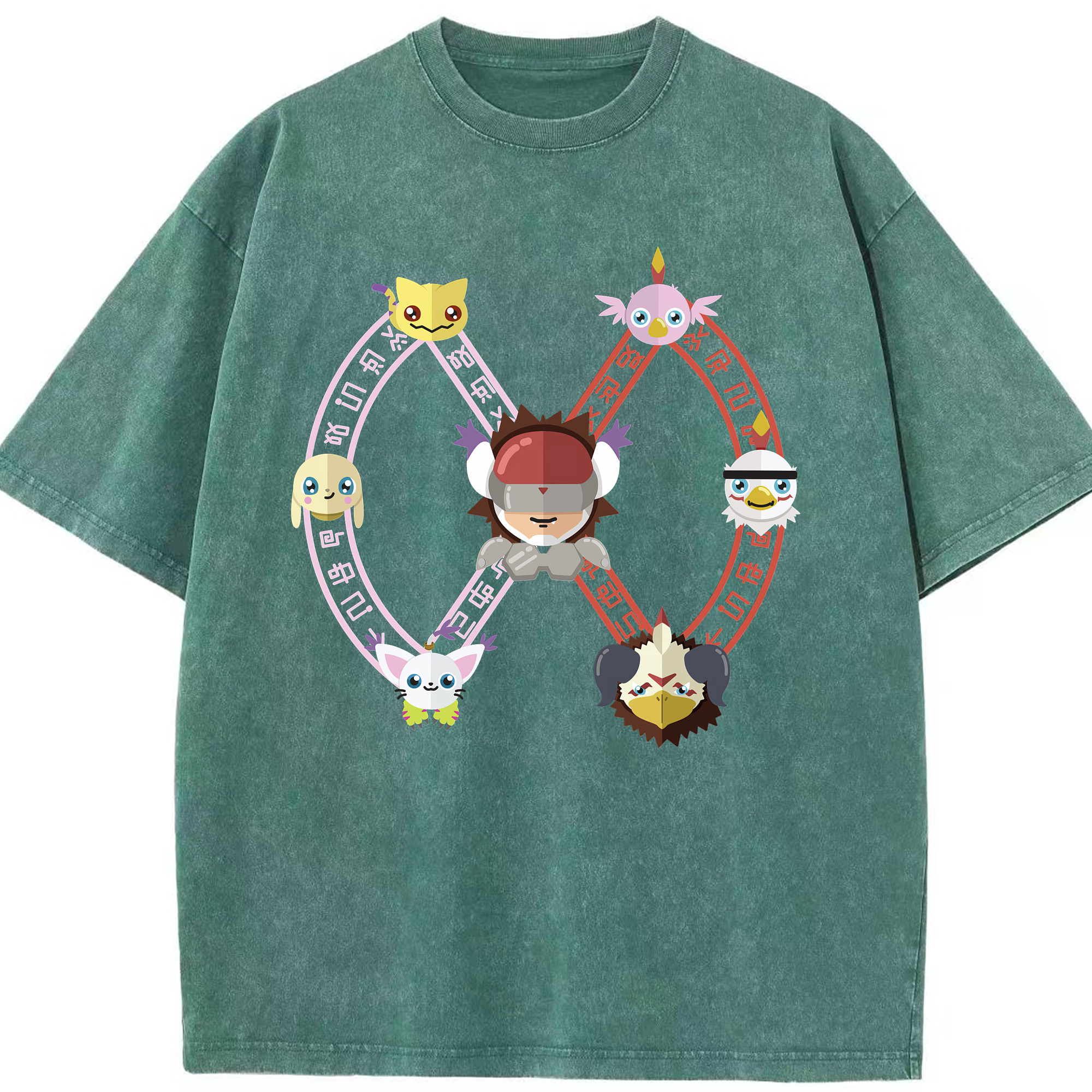 （画像用） Digimon デジタルモンスター/デジモン 綿100% ヴィンテージ風 半袖Tシャツ（フロントプリント）